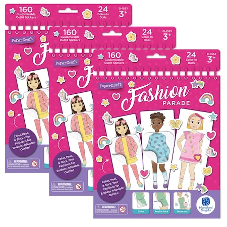 Educational Insights PaperCraft Fashion Parade Paper Dolls, 3PK 1553